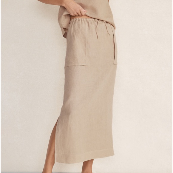 SET - Haven Well Within Linen Cargo Skirt & Linen Sleeveless Top, Size S, Latte - Picture 4 of 5